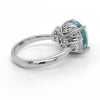 6.61CT DIAMOND & AAA PARAIBA TOURMALINE 18KT WHITE GOLD 3D ROUND & BAGUETTE RING