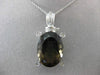 ANTIQUE LARGE 16.45CT DIAMOND & AAA SMOKY TOPAZ 18KT WHITE GOLD 3D OVAL PENDANT