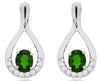 .97CT DIAMOND & AAA RUSSALITE 14KT WHITE GOLD 3D OVAL & ROUND HANGING EARRINGS