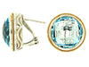ESTATE LARGE 28CT AAA BLUE TOPAZ 14KT YELLOW GOLD & SILVER 3D CLIP ON EARRINGS