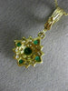ESTATE .83CT DIAMOND & AAA EMERALD 14KT YELLOW GOLD 3D CLUSTER PENDANT #17629
