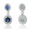 GIA CERTIFIED 7.25CT DIAMOND & AAA SAPPHIRE 18K WHITE GOLD HALO HANGING EARRINGS