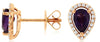 .87CT DIAMOND & AAA AMETHYST 14K ROSE GOLD PEAR SHAPE & ROUND HALO STUD EARRINGS