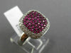 EFFY WIDE 1.48CT DIAMOND & AAA RUBY 14KT WHITE GOLD 3D SQUARE PAVE LEAF FUN RING