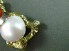 ESTATE LARGE .06CT DIAMOND CORAL PEARL 14K 2 TONE GOLD NUGGET FLOATING PENDANT