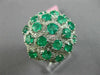 ESTATE LARGE 4.04CT DIAMOND & AAA EMERALD 18K WHITE GOLD 3D FLOWER FILIGREE RING