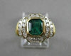 ANTIQUE 1.71CTW DIAMOND EMERALD 18K YELLOW GOLD BEZEL CHANNEL COCKTAIL RING #231