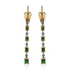 2.94CT DIAMOND & AAA EMERALD 18KT 2 TONE GOLD PRINCESS & ROUND HANGING EARRINGS