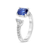 2.15CT DIAMOND & AAA SAPPHIRE 18KT WHITE GOLD EMERALD CUT & PEAR SHAPE LOVE RING