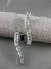 ESTATE .55CT DIAMOND & SAPPHIRE 14K WHITE GOLD LONG SWIRL PENDANT #34X12