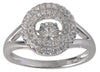 ESTATE .60CT DIAMOND 14K WHITE GOLD 3D CLUSTER DOUBLE HALO ROUND FUN RING