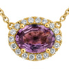 1.23CT DIAMOND & AAA PINK SAPPHIRE 14KT YELLOW GOLD OVAL SOLITAIRE LOVE NECKLACE