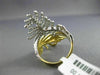 ESTATE MASSIVE 2.14CT DIAMOND 18K WHITE & YELLOW GOLD MULTI DOUBLE LEAF FUN RING
