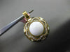ESTATE LARGE .55CT DIAMOND & WHITE AGATE 14KT YELLOW GOLD FLOWER ENAMEL PENDANT
