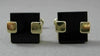 ESTATE LARGE AAA BLACK ONYX 14K YELLOW GOLD SQUARE CUFF LINKS GREAT GIFT! #21202