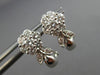 ANTIQUE 1.23CT DIAMOND 14KT WHITE GOLD 3D CLASSIC FLOWER LEAF EARRINGS #15877