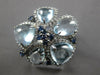 LARGE 9.94CT DIAMOND & AAA BLUE TOPAZ & SAPPHIRE 14KT WHITE GOLD FLOWER FUN RING