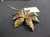 ESTATE LARGE .04CT DIAMOND 14KT ROSE GOLD 3D HANDCRAFTED FALLING LEAF PENDANT