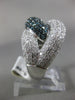 ESTATE EXTRA LARGE 5.26CT WHITE & BLUE DIAMOND 14KT WHITE GOLD ANNIVERSARY RING