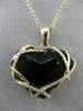 ESTATE .35CT DIAMOND & ONYX 14KT ROSE GOLD 3D HANDCRAFTED HEART FLOATING PENDANT