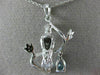 ESTATE .75CT DIAMOND & AAA PEAR SHAPE BLUE TOPAZ 14KT WHITE GOLD 3D BIRD PENDANT