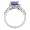 ESTATE WIDE 5.29CT DIAMOND & AAA TANZANITE 14KT WHITE GOLD HALO ENGAGEMENT RING