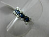ESTATE WIDE 1.92CT DIAMOND & SAPPHIRE 14K WHITE GOLD 3D 5 STONE ANNIVERSARY RING