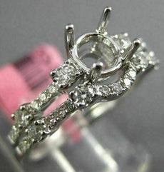 ESTATE .44CT DIAMOND 18K WHITE GOLD SEMI ETERNITY SEMI MOUNT ENGAGEMENT RING SET