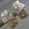 ESTATE 1.16CT DIAMOND 14K TWO TONE GOLD CLASSIC PRINCESS CLIP ON EARRINGS #18198