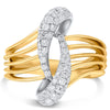 WIDE .75CT DIAMOND 18KT 2 TONE GOLD 3D MULTI ROW CRISS CROSS INFINITY LOVE RING