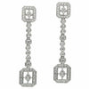 ESTATE .91CT DIAMOND 18KT WHITE GOLD 3D FILIGREE SQUARE & ROUND HANGING EARRINGS