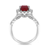 WIDE 3.52CT DIAMOND & AAA RUBY 14KT WHITE GOLD CUSHION & ROUND ENGAGEMENT RING