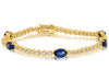 4.0CT DIAMOND AAA SAPPHIRE 14K YELLOW GOLD OVAL & ROUND ETERNITY TENNIS BRACELET