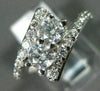 ESTATE 1.0CT ROUND DIAMOND 14KT WHITE GOLD 3D TWO STONE CRISS CROSS LOVE RING