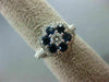 ESTATE WIDE 3.60CT DIAMOND & AAA ROUND SAPPHIRE 14KT WHITE GOLD 3D FLOWER RING