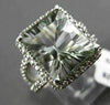 ESTATE LARGE 8.35CT DIAMOND & AAA GREEN AMETHYST 14K WHITE GOLD DOUBLE BAND RING