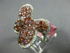 ESTATE LARGE 3.25CT WHITE & PINK DIAMOND 18K WHITE & ROSE BUTTERFLY FLOWER RING