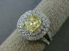 ESTATE LARGE GIA 2.16CT DIAMOND 18KT TWO TONE GOLD DOUBLE HALO ENGAGEMENT RING