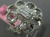 ESTATE LARGE .78CT ROUND & BAGUETTE DIAMOND 18KT WHITE GOLD FLOWER COCKTAIL RING