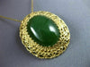 ANTIQUE LARGE AAA GREEN JADE 14K YELLOW GOLD CLASSIC FILIGREE PIN PENDANT #21962