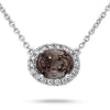 1.96CT DIAMOND & AAA PINK SAPPHIRE 14KT WHITE GOLD OVAL SOLITAIRE LOVE NECKLACE
