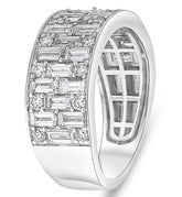 WIDE 1.95CT DIAMOND 14KT WHITE GOLD 3D ROUND & BAGUETTE WEDDING ANNIVERSARY RING