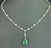 LARGE 4.6CT DIAMOND & AAA EMERALD 18KT WHITE GOLD 3D PEAR SHAPE & ROUND NECKLACE