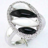.20CT DIAMOND AAA BLACK ONYX & MOTHER OF PEARL 14K WHITE GOLD LEAF OVAL FUN RING