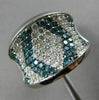 ESTATE WIDE 2.86CT WHITE & BLUE DIAMOND 14KT WHITE GOLD 3D CONCAVE COCKTAIL RING