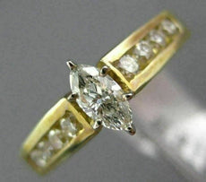 ESTATE 1.09CT ROUND & MARQUISE DIAMOND 14KT YELLOW GOLD FILIGREE ENGAGEMENT RING