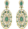 1.96CT DIAMOND & AAA EMERALD 14KT YELLOW GOLD 3D FLOWER CLIP ON HANGING EARRINGS