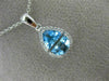1.65CT DIAMOND & AAA BLUE TOPAZ 14KT WHITE GOLD 3D TRIANGULAR TEAR DROP PENDANT