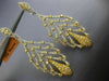 ESTATE LARGE 3.45CT WHITE & FANCY YELLOW DIAMOND 18KT 2 TONE GOLD LEAF EARRINGS