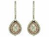 ESTATE 1.46CT WHITE & PINK DIAMOND 14KT TWO TONE GOLD 3D FLOWER HANGING EARRINGS